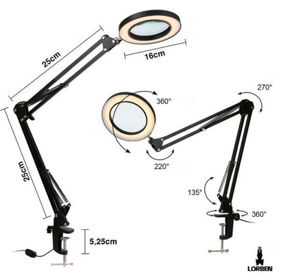 Ring Light com lupa - para mesa e maca